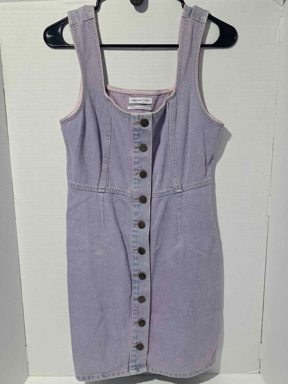 Urban Outfitters Lavender Purple Denim Button Front Overall Dress Women's Sz 6